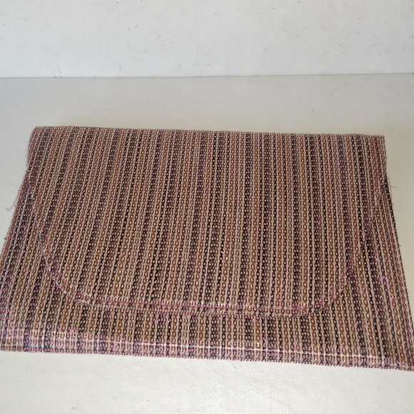 Boho Clutch Handbag Flat Pink Red Gold Metallic - Picture 3 of 6